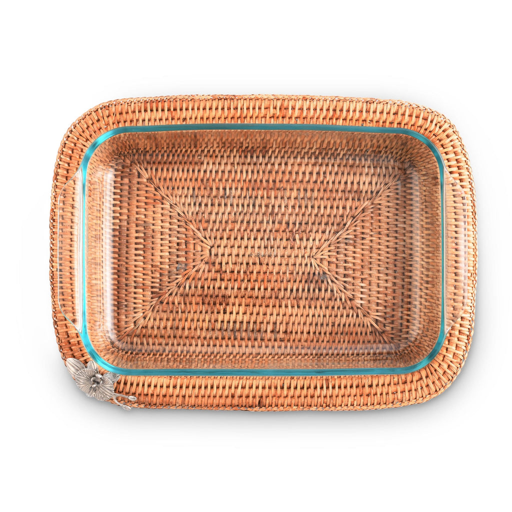 Orchid Hand Woven Wicker Rattan 3qt Rectangular Casserole Holder
