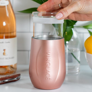 Vinglacé Glass-Lined Wine Tumbler with Lid – 10 oz Insulated Drinkware