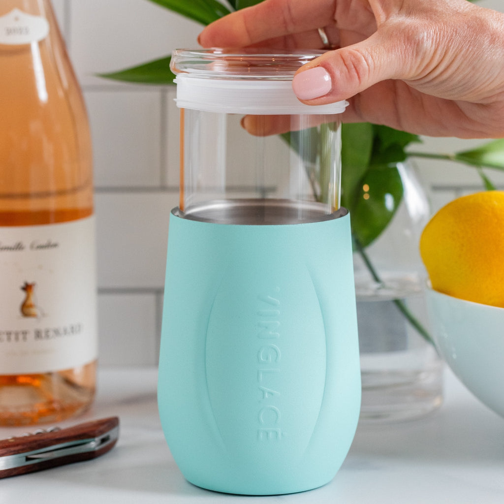 Vinglacé Glass-Lined Wine Tumbler with Lid – 10 oz Insulated Drinkware