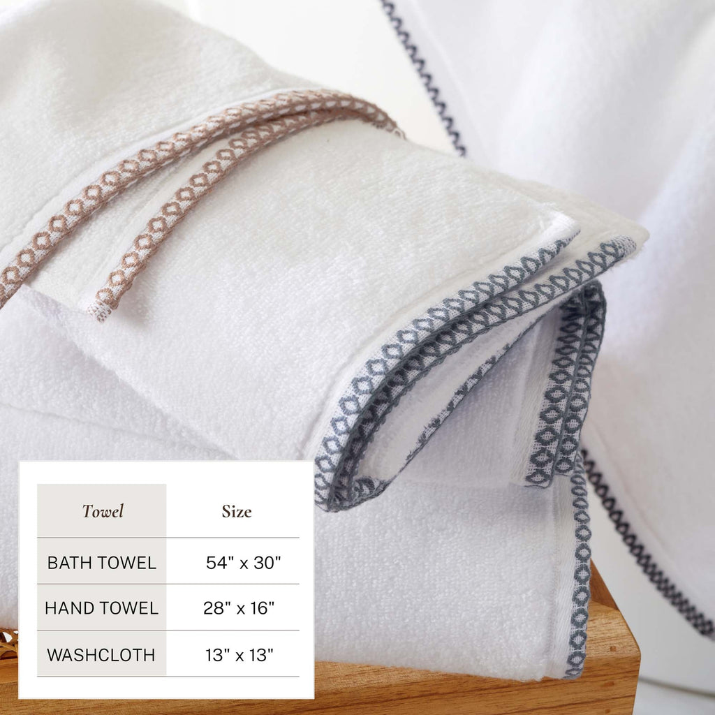 Elegant Cotton Border-Stitched Towel Set – Valery Collection (6-Piece)