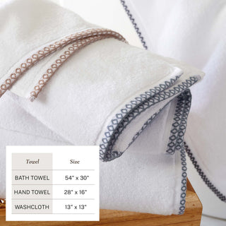 Elegant Cotton Border-Stitched Towel Set – Valery Collection (6-Piece)