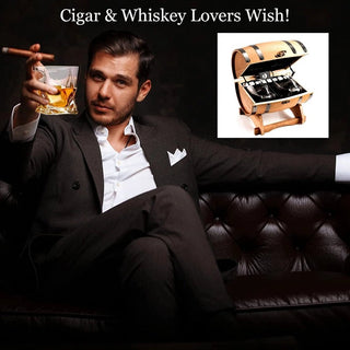 Whiskey Glasses and Accessories in Whiskey Barrel Gift Box - Anara Lifestyle