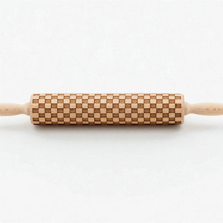 Courtly Checkered & Diamond Embossed Rolling Pin – Decorative Cookie Rolling Pin