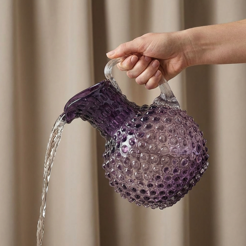 Hobnail Glass Jug in Wild Indigo – 2 Liter
