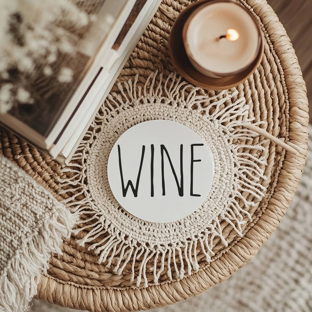 One Word Ceramic Coasters – Minimalist Bar & Coffee Table Collection (4