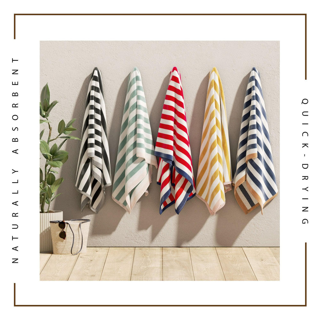 Santa Cruz Oversized Striped Border Cabana Beach Towel