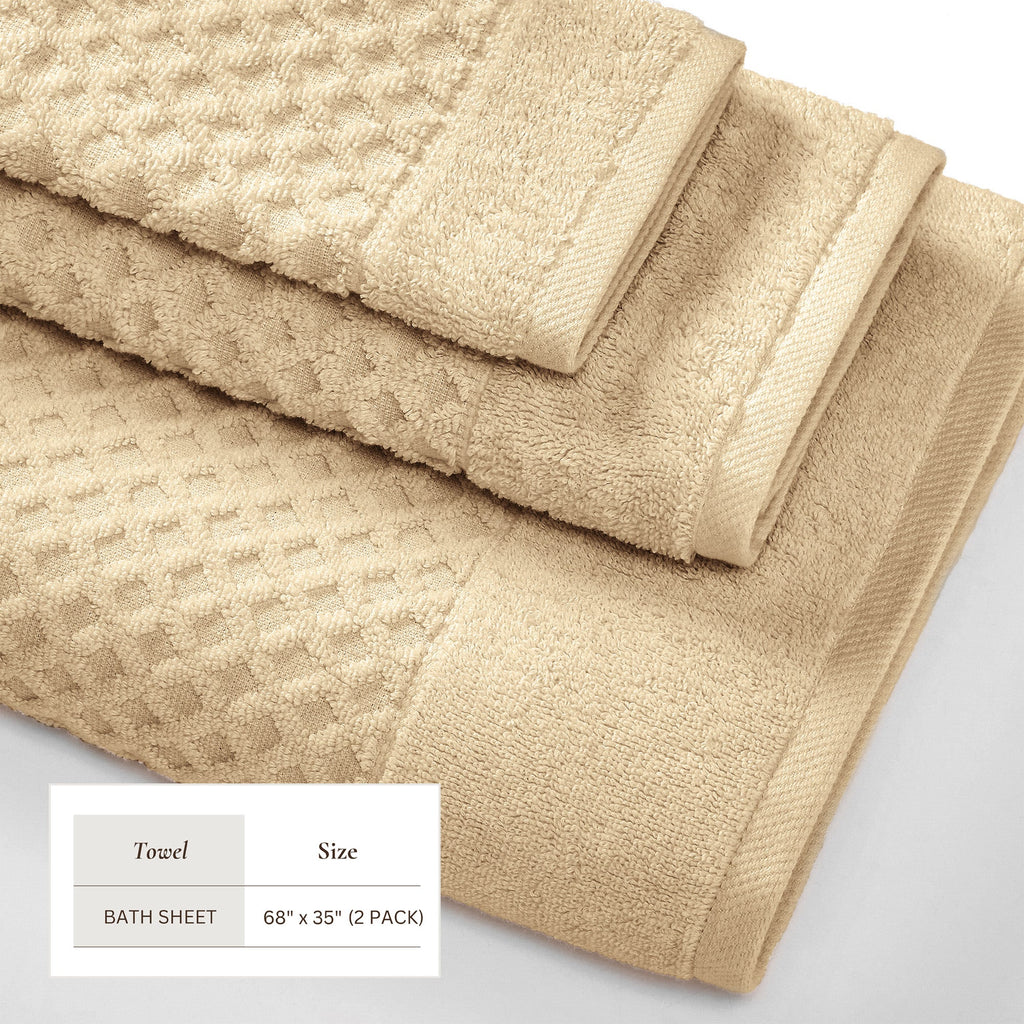 Grayson Cotton Diamond Waffle Weave Bath Towel Set