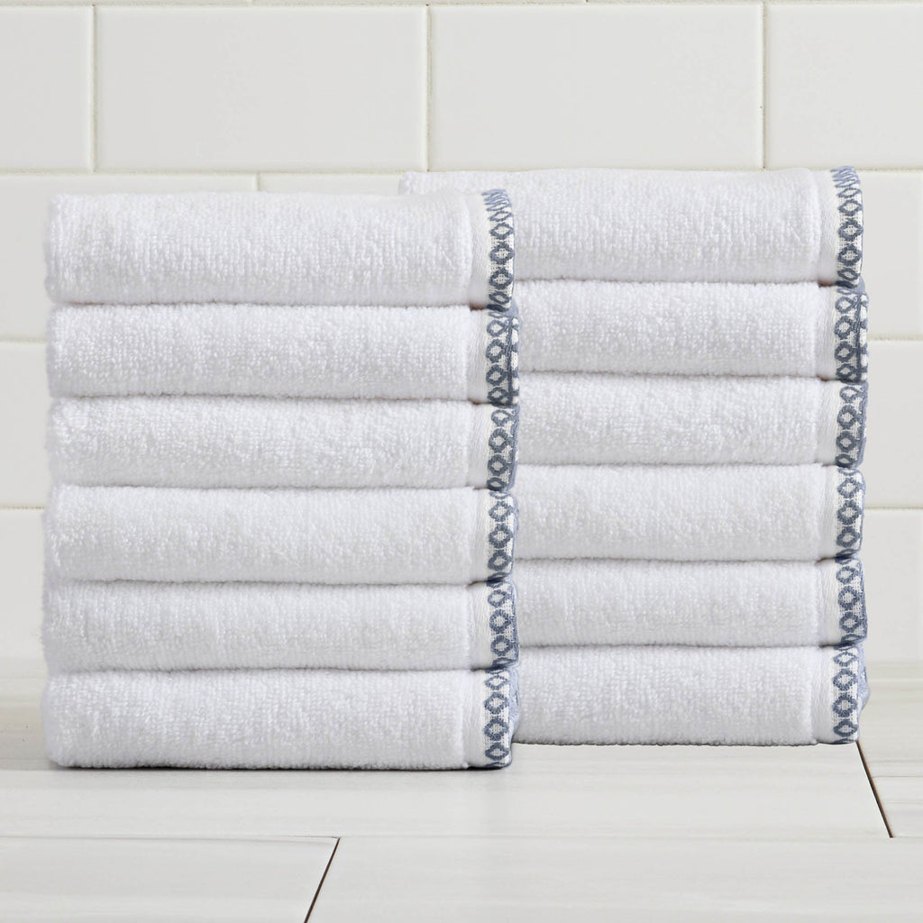 Elegant Cotton Border-Stitched Towel Set – Valery Collection (6-Piece)