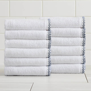 Elegant Cotton Border-Stitched Towel Set – Valery Collection (6-Piece)