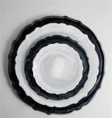 Swirl Glass Alabaster White Dinner Plate-Set of 4