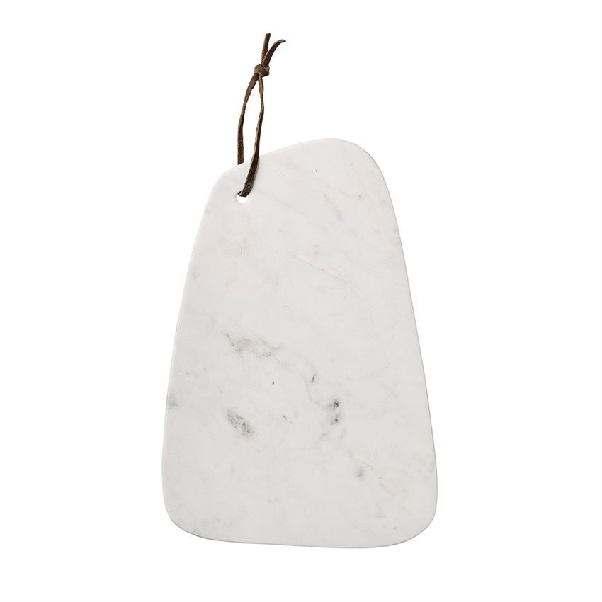 Elegant White Marble Serving Tray & Cutting Board with Leather Accent — 12