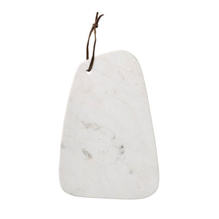 Elegant White Marble Serving Tray & Cutting Board with Leather Accent — 12