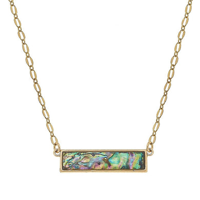 Aerin Bar Necklace In Abalone Mother Of Pearl Shell crescent shell pendant - Anara Lifestyle