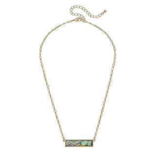Aerin Bar Necklace In Abalone Mother Of Pearl Shell crescent shell pendant - Anara Lifestyle