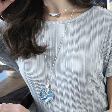 Aerin Bar Necklace In Abalone Mother Of Pearl Shell crescent shell pendant - Anara Lifestyle