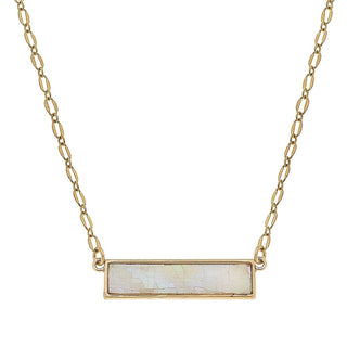 Aerin Bar Necklace In Mother Of Pearl Shell Horizontal Bar Dainty Necklace - Anara Lifestyle