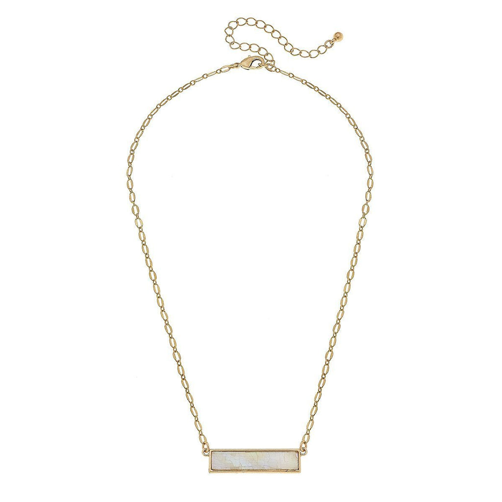 Aerin Bar Necklace In Mother Of Pearl Shell Horizontal Bar Dainty Necklace - Anara Lifestyle