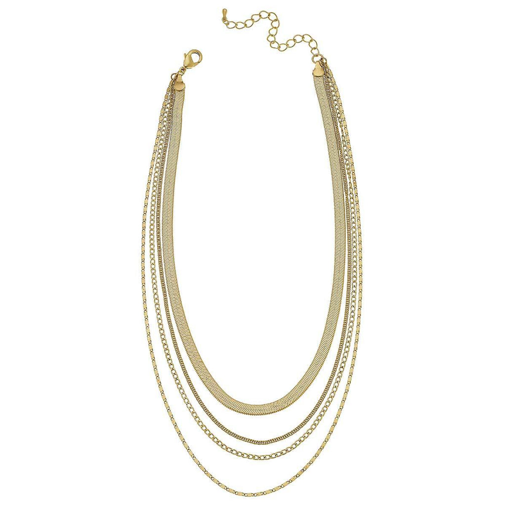 Allura Layered Statement Necklace in Matte Gold plating - Anara Lifestyle