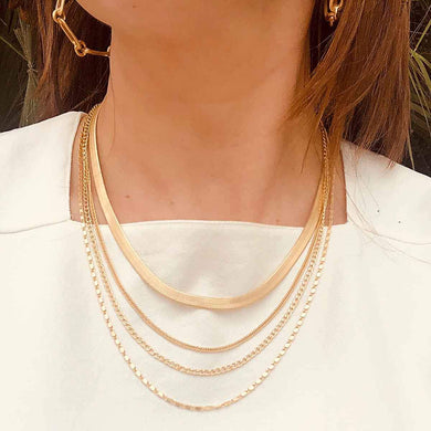 Allura Layered Statement Necklace in Matte Gold plating - Anara Lifestyle