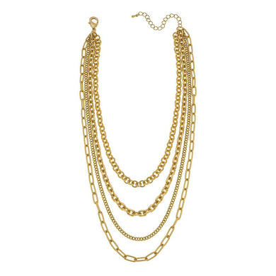 Anaise Layered Statement Bold Short Necklace in Matte Gold - Anara Lifestyle