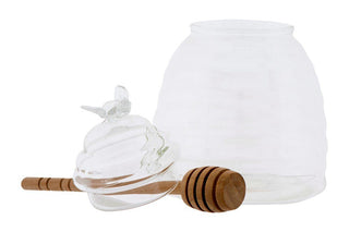 Beehive Glass Honey Jar with Wood Dipper - Anara Lifestyle