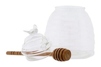 Beehive Glass Honey Jar with Wood Dipper - Anara Lifestyle