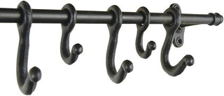 Decorative Forged Metal 18 Hooks Wall Rod, Black - Anara Lifestyle