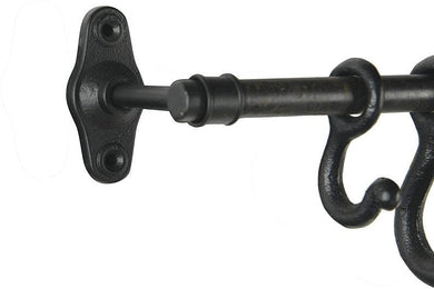 Decorative Forged Metal 18 Hooks Wall Rod, Black - Anara Lifestyle