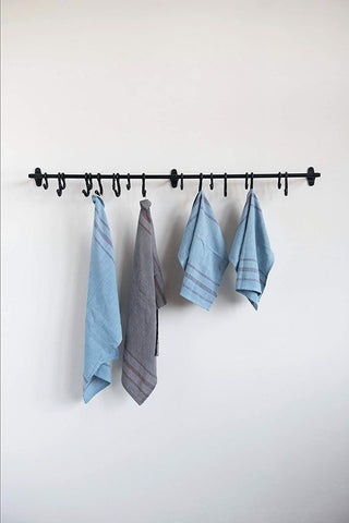 Decorative Forged Metal 18 Hooks Wall Rod, Black - Anara Lifestyle