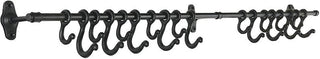 Decorative Forged Metal 18 Hooks Wall Rod, Black - Anara Lifestyle