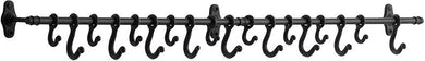 Decorative Forged Metal 18 Hooks Wall Rod, Black - Anara Lifestyle