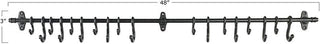 Decorative Forged Metal 18 Hooks Wall Rod, Black - Anara Lifestyle