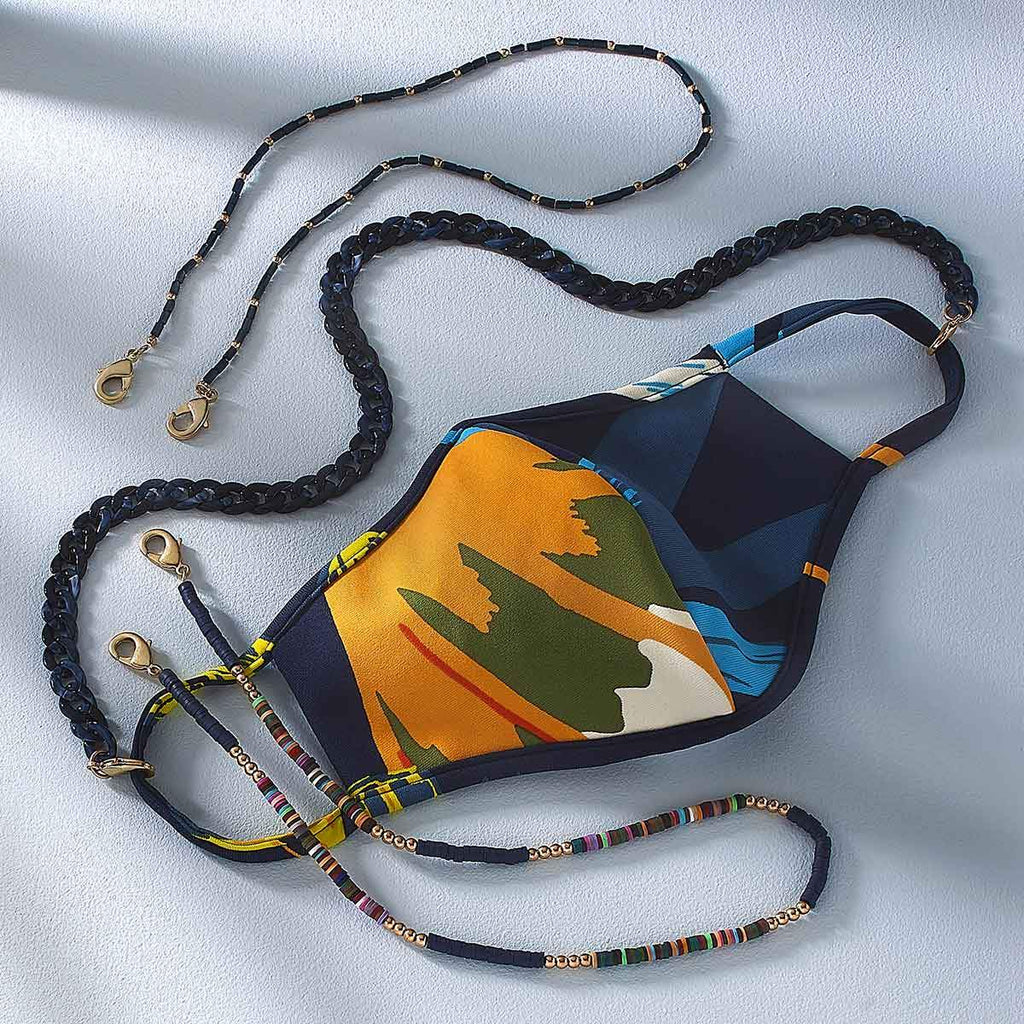 Devereaux Beaded Glass Mask Necklace in Grey - Anara Lifestyle