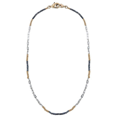 Devereaux Beaded Glass Mask Necklace in Grey - Anara Lifestyle