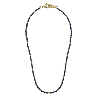 Devereaux Beaded Glass Mask Necklace in Navy - Anara Lifestyle
