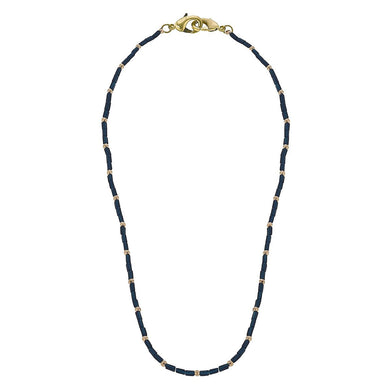 Devereaux Beaded Glass Mask Necklace in Navy - Anara Lifestyle