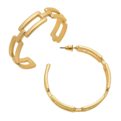 Edith Frozen Chain Link Hoop Earrings in Matte Gold - Anara Lifestyle