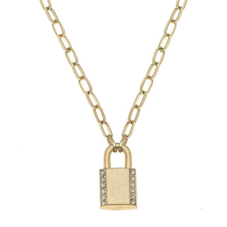 Eliana Padlock Paperclip Chain Necklace in Worn Gold - Anara Lifestyle