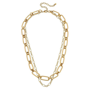 Everly Layered Chain Necklace In Worn Gold - Anara Lifestyle