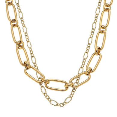 Everly Layered Chain Necklace In Worn Gold - Anara Lifestyle