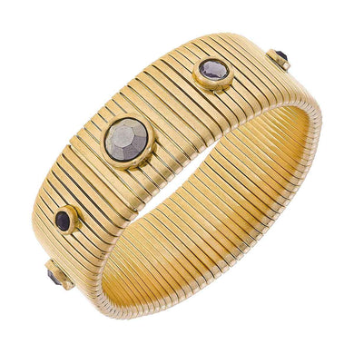 Florence Statement Watch Band Bangle in Jet Hematite - Anara Lifestyle