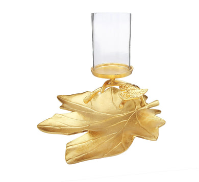Gold Embossed Leaf Dish with Branched Candle Holder - Anara Lifestyle