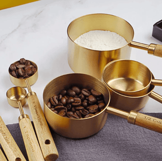Gold Stainless Steel Measuring Cups And Spoons Set - Anara Lifestyle
