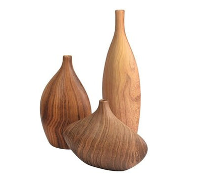 Hand - Painted Ceramic Faux Walnut Grain Vase - Anara Lifestyle