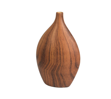 Hand - Painted Ceramic Faux Walnut Grain Vase - Anara Lifestyle
