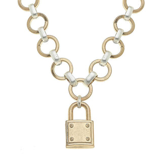 Heidi Padlock Chain Necklace in Two - Tone - Anara Lifestyle