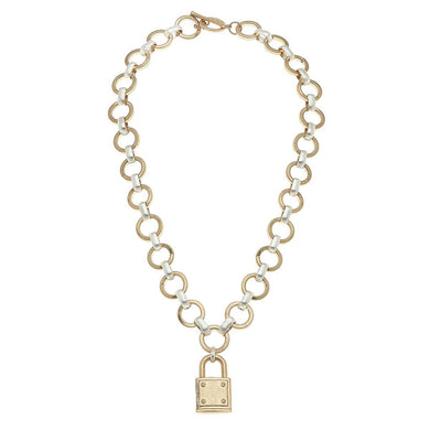 Heidi Padlock Chain Necklace in Two - Tone - Anara Lifestyle