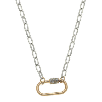 Lola Oval Screw Lock Necklace In Two - Tone - Anara Lifestyle