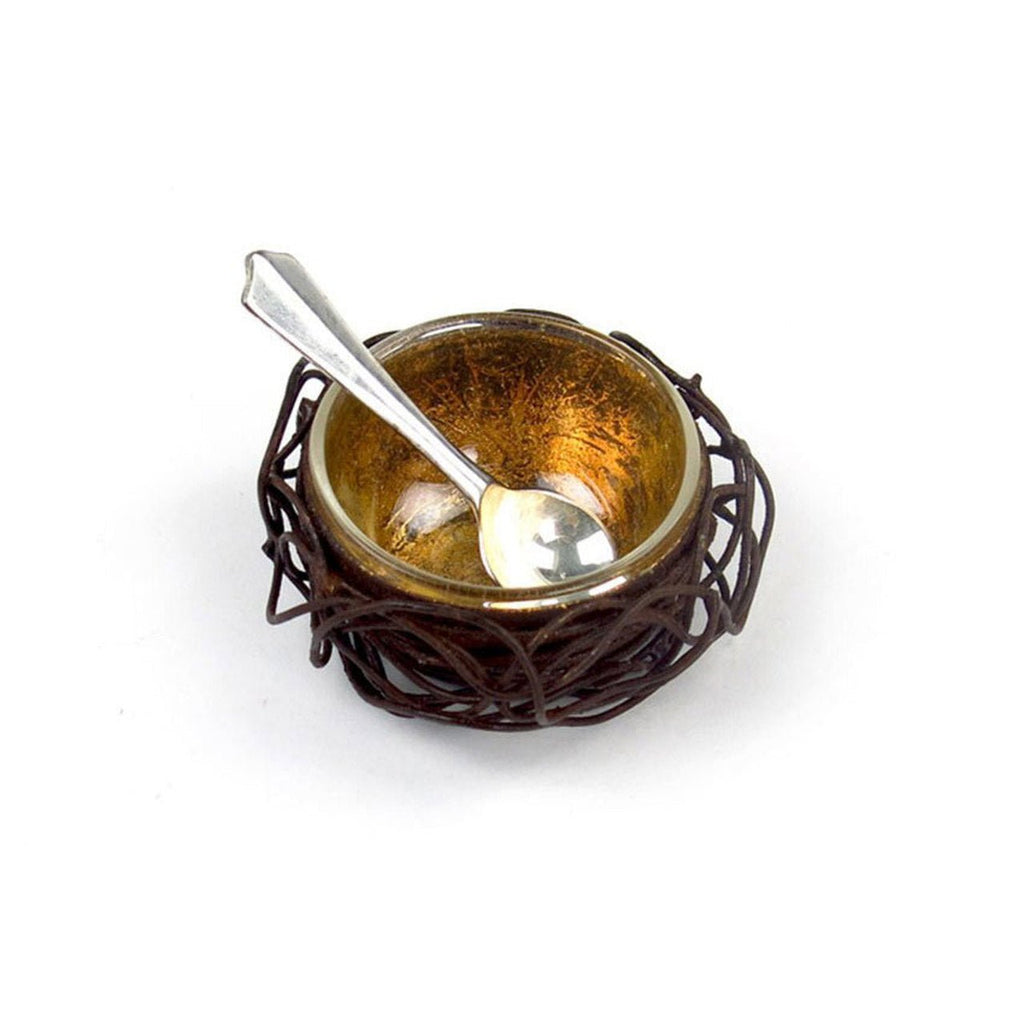 Small Gold Leafed Metal Birds Nest - Anara Lifestyle