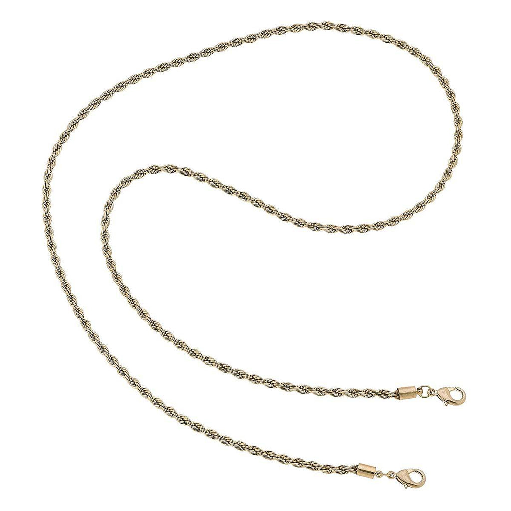 Soleil 1980's - Inspired Rope Chain Mask Necklace in Worn Gold - Anara Lifestyle